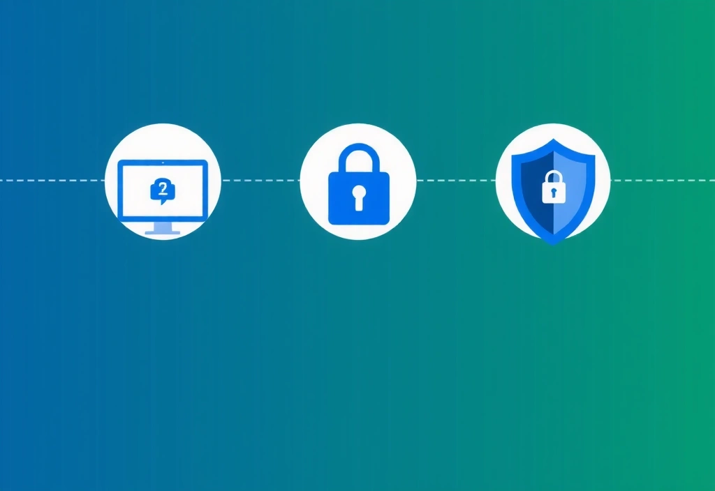 Rappresentazione astratta della sicurezza dei dati e della privacy, con icone di lucchetti e scudi che proteggono informazioni digitali.