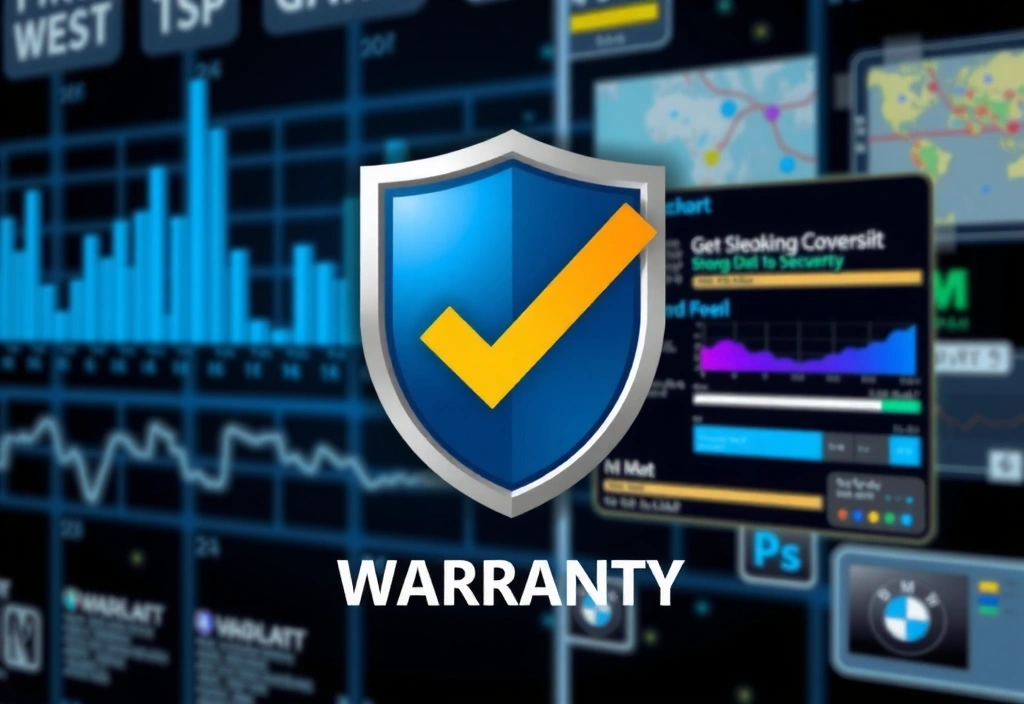 Un simbolo di scudo stilizzato con un segno di spunta, che rappresenta la garanzia e la sicurezza, su uno sfondo astratto di elementi digitali.